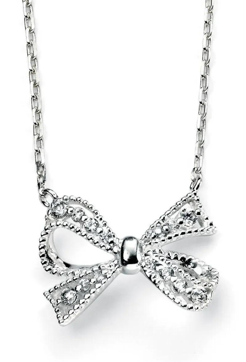 Collier  nœud précieux  - argent 925 zircons scintillants