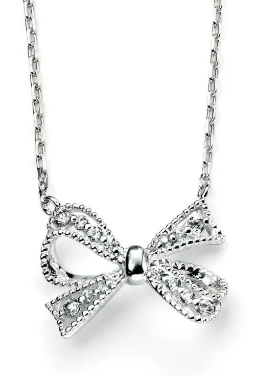 Collier  nœud précieux  - argent 925 zircons scintillants