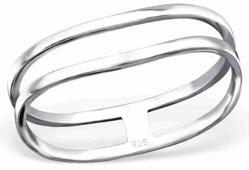 Bague  duo  argent 925 - double anneau entrelacé au design moderne