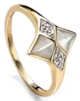 Bague éclat irisé en or, nacre et diamant en or 9 carats