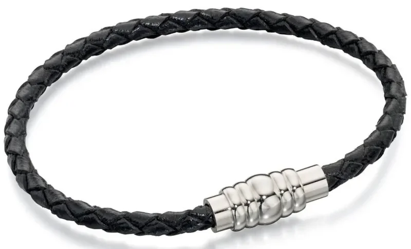 Bracelet homme odin acier et cuir tressé - style viking