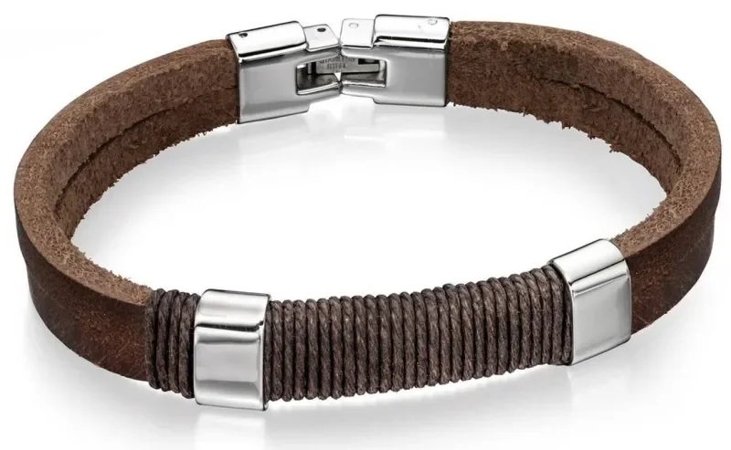 Bracelet homme acier et cuir - alliance urbaine