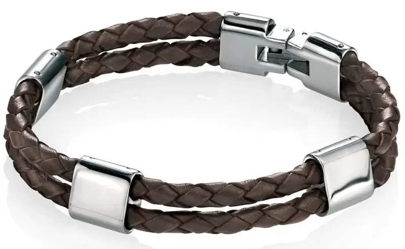 Bracelet homme en cuir et acier  urban