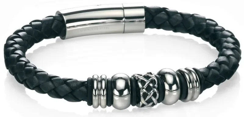 Bracelet homme  urban rock  - alliance acier inoxydable et cuir véritable