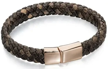 Mon-bijou - D4685 - Bracelet cuire plaqué Or rose en acier inoxydable