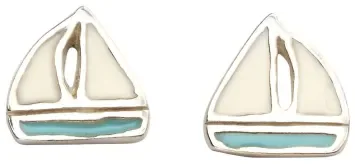 Mon-bijou - D982 - Boucle d'oreille voilier en argent 925/1000