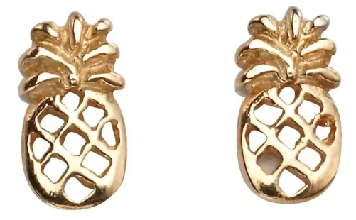 Mon-bijou - D2003 - Boucle d'oreille ananas doré en argent 925/1000