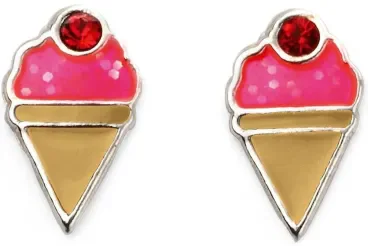 Mon-bijou - D2015c - Boucle d'oreille glace fraise en argent 925/1000