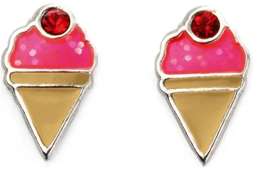 Mon-bijou - D2015c - Boucle d'oreille glace fraise en argent 925/1000