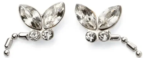Mon-bijou - D2018a - Boucle d'oreille libellule blanc en argent 925/1000
