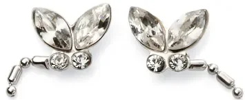 Mon-bijou - D2018a - Boucle d'oreille libellule blanc en argent 925/1000