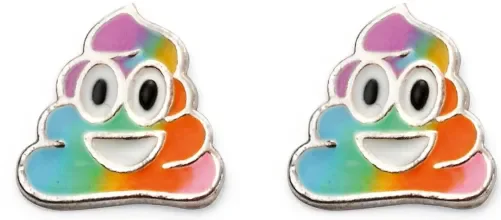 Mon-bijou - D2025c - Boucle d'oreille singe arc en ciel en argent 925/1000