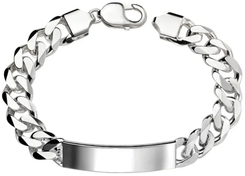 Gourmette homme personnalisable en argent 925  plaque identité à graver