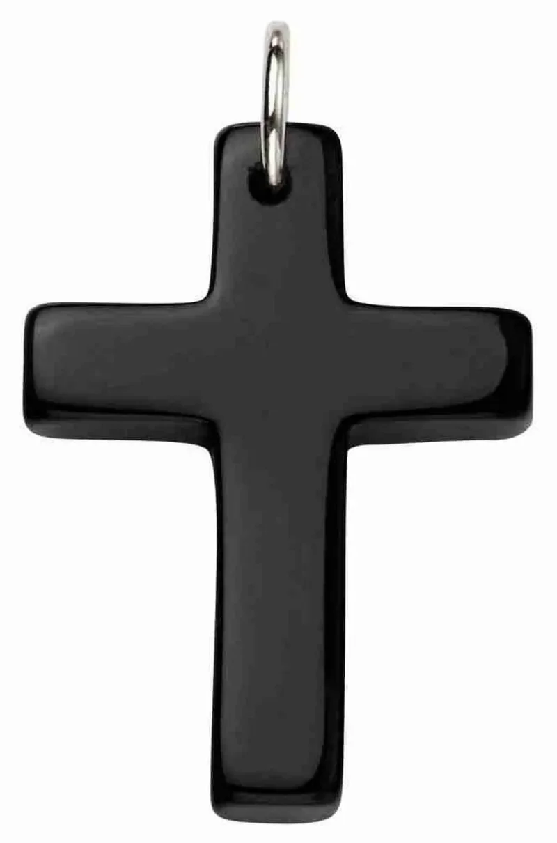 Collier croix  kali  en agate noire et argent 925