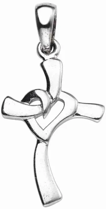 Mon-bijou - D4475 - Collier croix et cœur en argent 925/1000