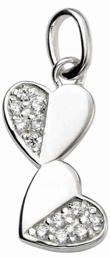 Mon-bijou - D4480 - Collier doubles cœurs en argent 925/1000