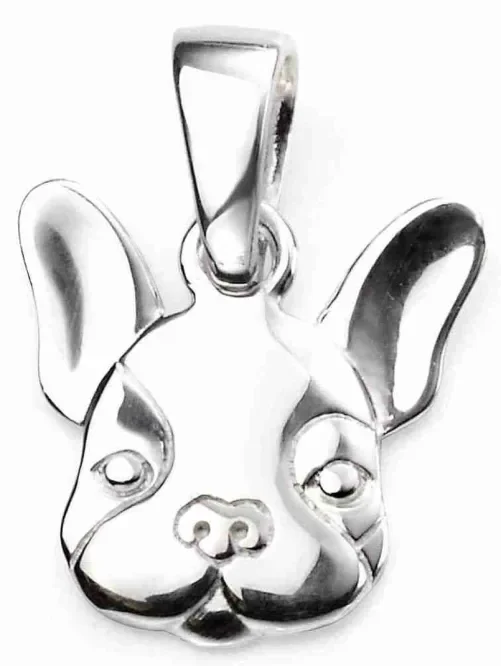 Collier bouledogue français en argent massif 925