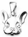 Collier bouledogue français en argent massif 925 Collier bouledogue français en argent massif 925