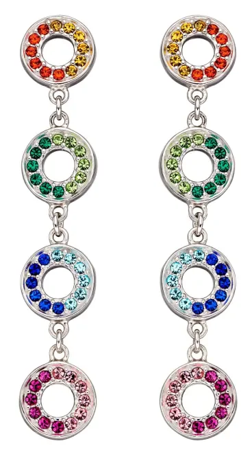 Mon-bijou - D5838 - Boucle d'oreille original aux couleurs arc en ciel en argent 925/1000