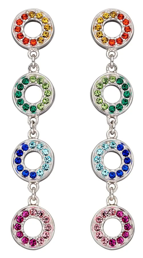 Mon-bijou - D5838 - Boucle d'oreille original aux couleurs arc en ciel en argent 925/1000