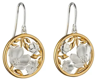 Mon-bijou - D5842 - Boucle d'oreille fleures plaqué or en argent 925/1000