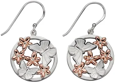 Mon-bijou - D5720 - Boucle d'oreille papillon plaqué or rose en argent 925/1000