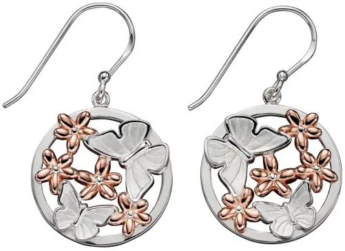 Mon-bijou - D5720 - Boucle d'oreille papillon plaqué or rose en argent 925/1000