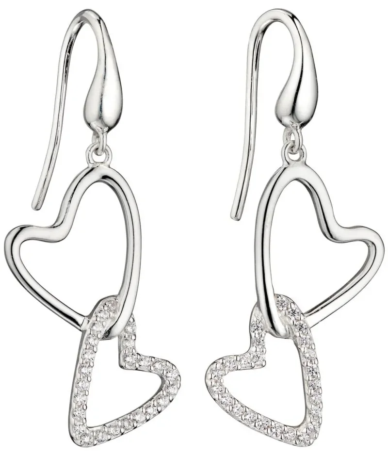 Boucles d oreilles cœur  amour éclatant  - argent 925