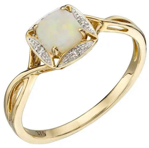 Bague  voie lactée  - or 9k, opale et diamant ✨