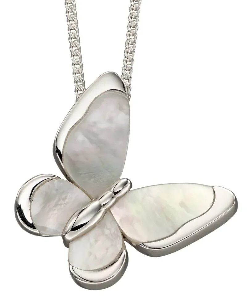 Collier papillon  envol  en nacre et argent 925