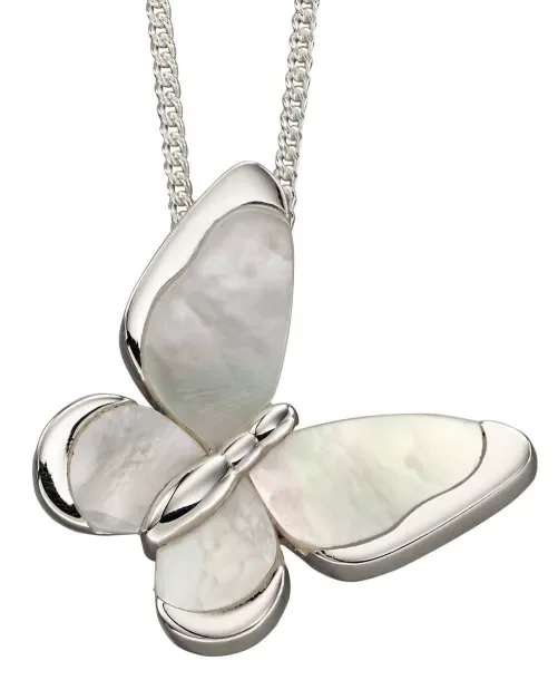 Collier papillon  envol  en nacre et argent 925