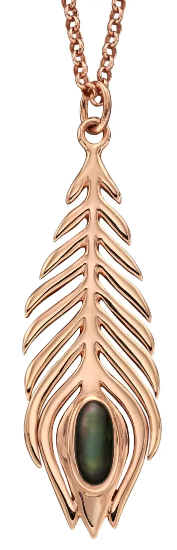 Mon-bijou - D4834 - Collier plume plaqué or rose en argent 925/1000