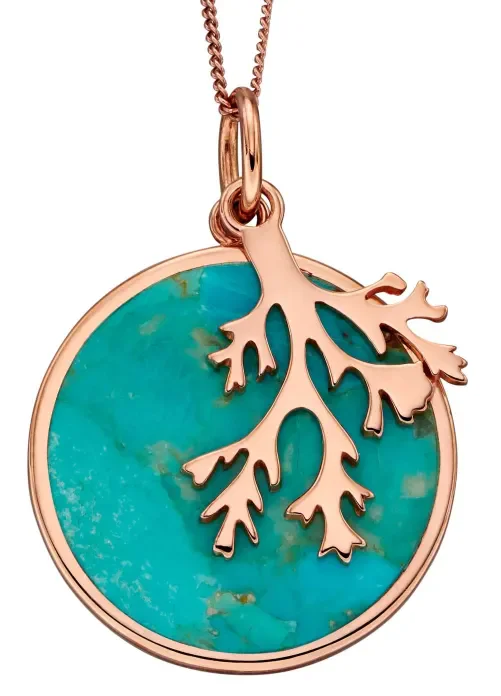 Mon-bijou - D4833 - Collier turquoise plaqué or rose en argent 925/1000