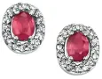 Boucles d oreilles or blanc 9 carats, rubis et diamants - éclat divin