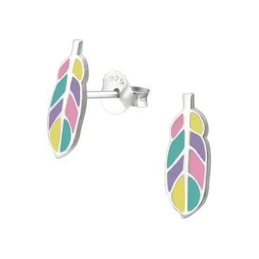 Mon-bijou - H33540 - Boucle d'oreille plume en argent 925/1000