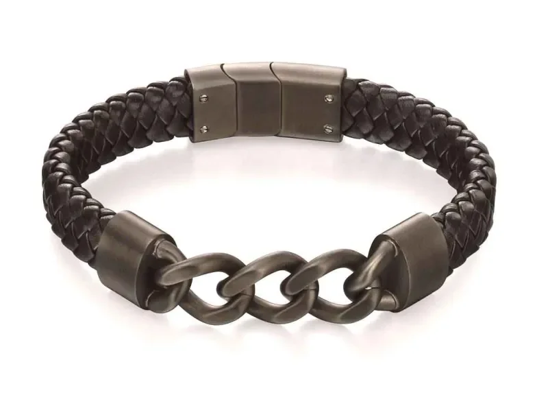 Bracelet homme en cuir et acier  caractère