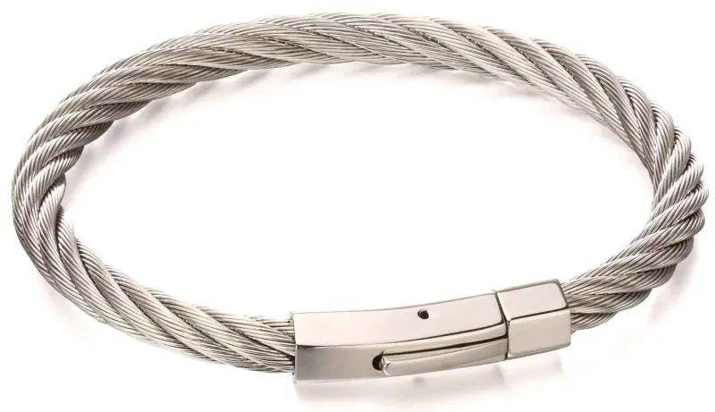 Bracelet jonc homme acier torsadé