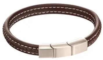 Mon-bijou - D5120 - Bracelet cuir en acier inoxydable