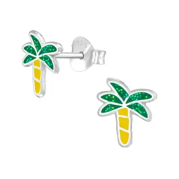 Mon-bijou - H38670 - Boucle d'oreille palmier en argent 925/1000