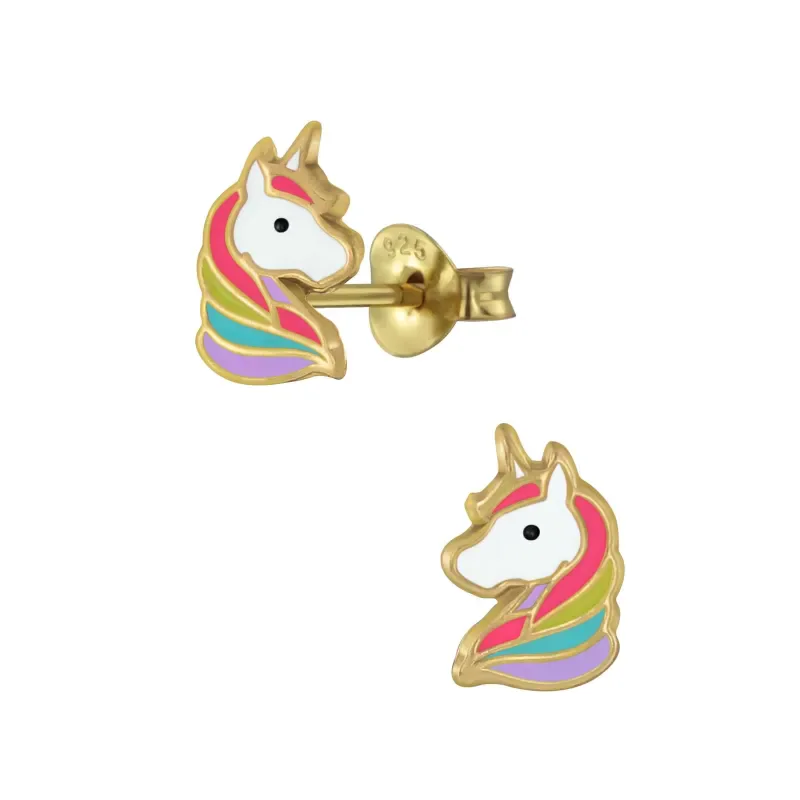 Boucles d oreilles licorne magique - argent 925 plaqué or
