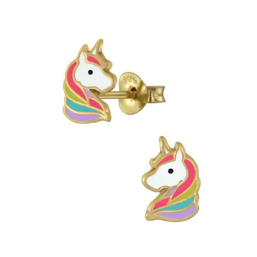 Boucles d oreilles licorne magique - argent 925 plaqué or