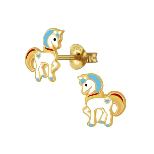 Moijou - FF4087 - Boucle d'oreille chevaux doré en argent 925/1000