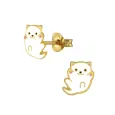 Boucles d oreilles boucles chat  féline  - argent 925 or plaqué