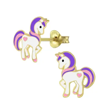mon-bijou - FF4373 - Boucle d'oreille cheval doré en argent 925/1000