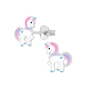 Mon-bijou - FF6864 - Boucle d'oreille cheval rose en argent 925/1000