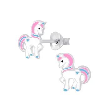 Mon-bijou - FF6864 - Boucle d'oreille cheval rose en argent 925/1000
