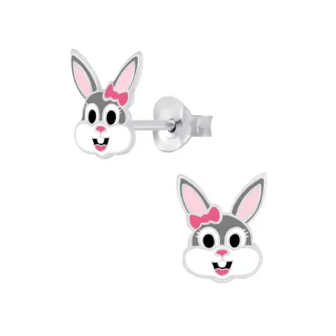 Mon-bijou - FF7286 - Boucle d'oreille la pin rose et gris en argent 925/1000