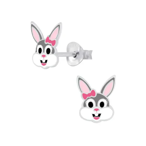 Mon-bijou - FF7286 - Boucle d'oreille la pin rose et gris en argent 925/1000
