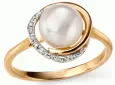 Bague harmonie or 9 carats, perle de culture et diamants