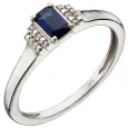 Bague saphir et diamants  aura céleste  en or blanc9 carats (9 carats)